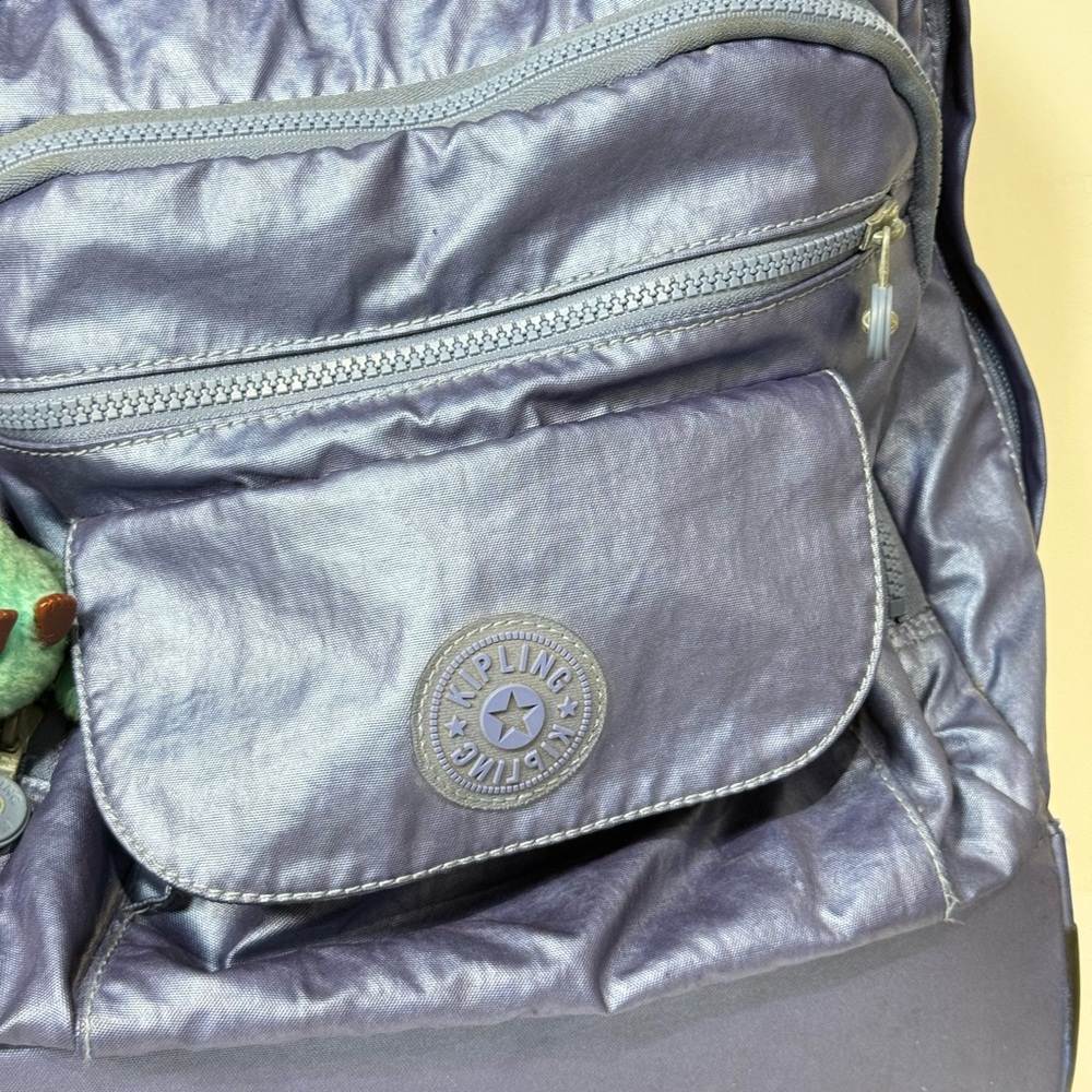 Kipling Shiny Blue Rolling Backpack - image 3